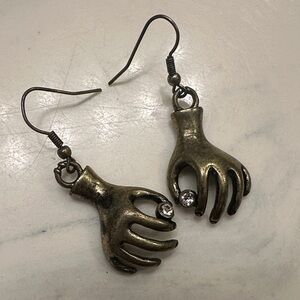 Made you look 😉 Gold Hand-Shaped Earrings